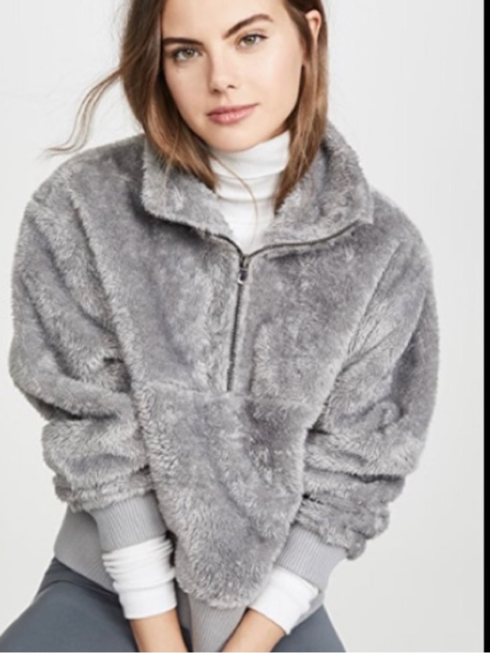 Varley Size XS Grey Hi Pile Duray Qurter Zip Sherpa Pullover Sweater